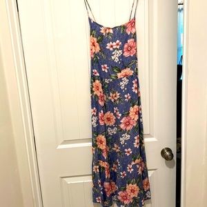 Hawaiian Floral Print Midi Dress
